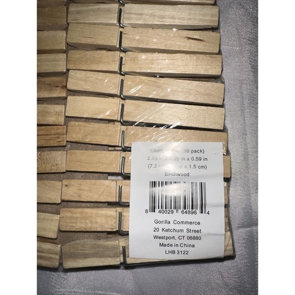 Home Genie Wooden Clothes Pins Birch Wood 50 Pack 2.83 Inch Rust Resistant - Picture 4 of 6